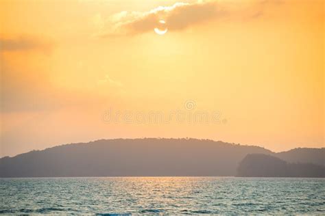 Sunset Over Calm Sea And Hills Stock Photo Image Of Nature Ocean