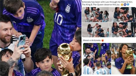 Lionel Messi Takes Wife Antonela Roccuzzos Photos Kissing World Cup