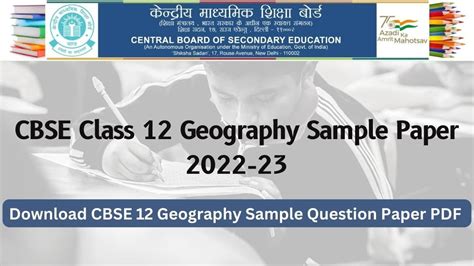 Cbse Class 12 Geography Sample Paper 2022 23 Download Sample Question