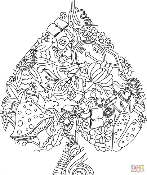 Cut and color decorations for everyday; Card Suit coloring page | Free Printable Coloring Pages