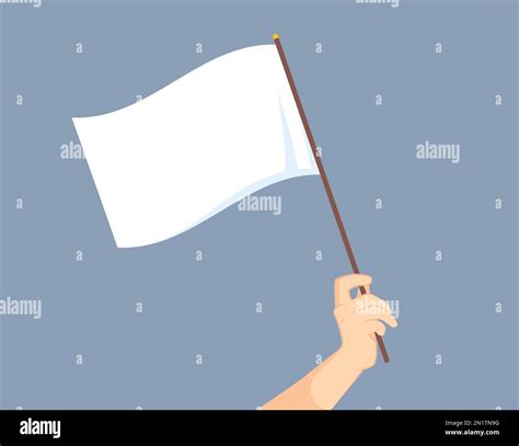 Vector Illustration Of Hand Holding White Flag Surrender Concept Stock