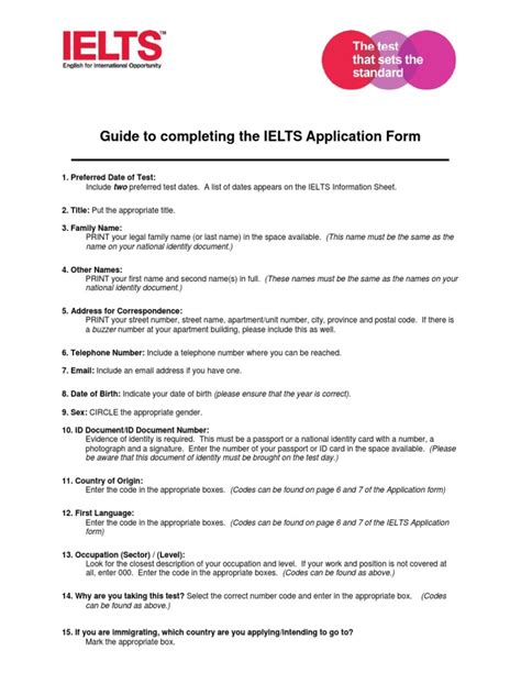 Ielts Application Form Guide Identity Document International