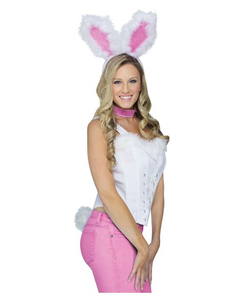 sexy bunny set white pink rabbit costume accessories horror