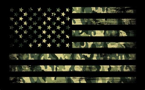 Premium Vector American Flag With Green Camo Background