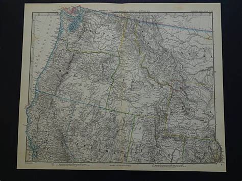 Usa Old Map Of The West Coast 1886 Original Hand Colored Etsy Old