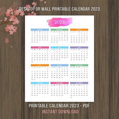 Printable Calendar Year At A Glance Yearly Etsy Vrogue Co