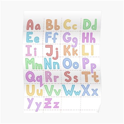Multycolored Funny English Alphabet With Letters Icons Poster For