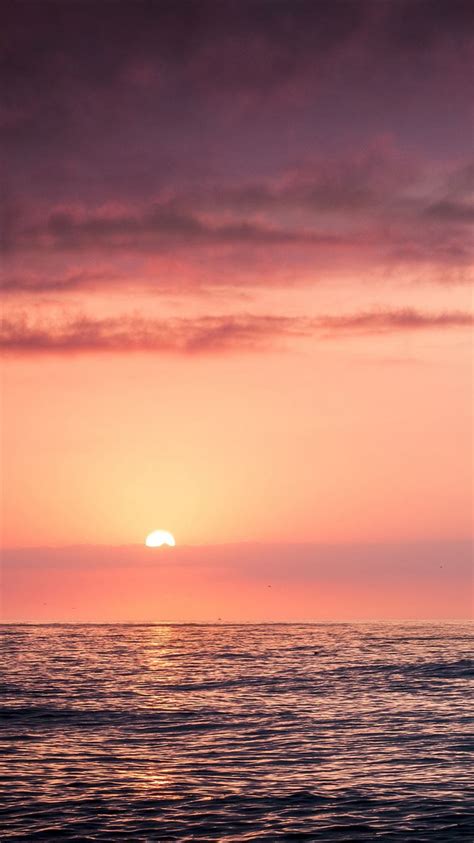 Sunset Sea Beach Sky Red Iphone 8 Wallpapers Free Download