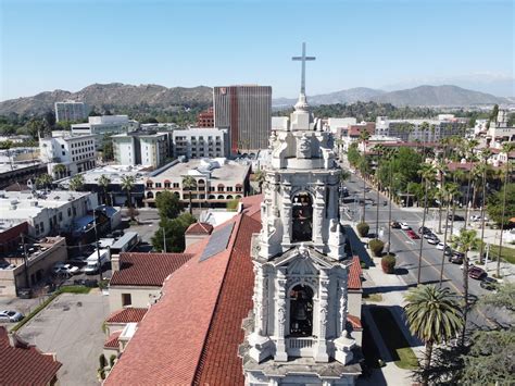 Aerial View Of The Historic Skyline Of Downtown Riverside California