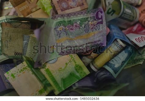 Collection Various Foreign Currencies Countries Around Stock Photo