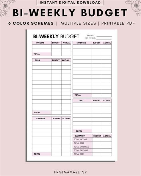 Free Printable Bi Weekly Budget Sheet Printable Form Templates And