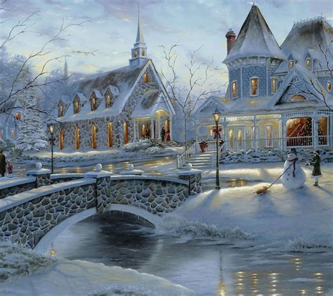 Beautiful Winter Scene Christmas Paintings Winter