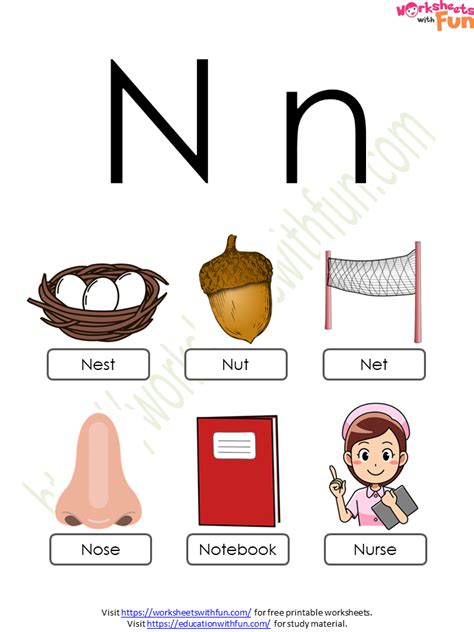 English Preschool Alphabet Letter N Concept