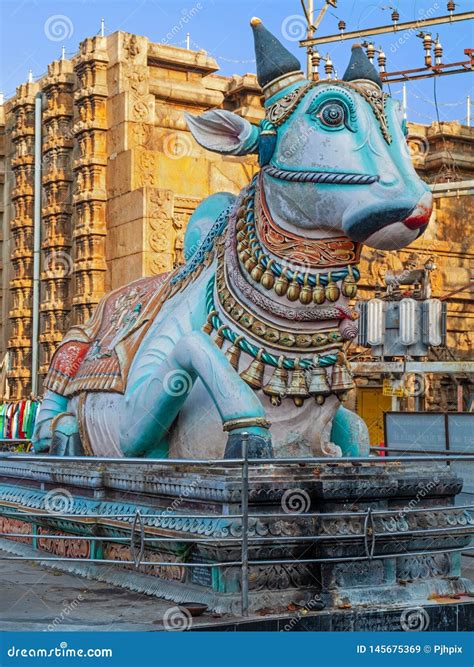 Statue Of The Mythical Bull Known As Nandi In Hinduism Stock Image