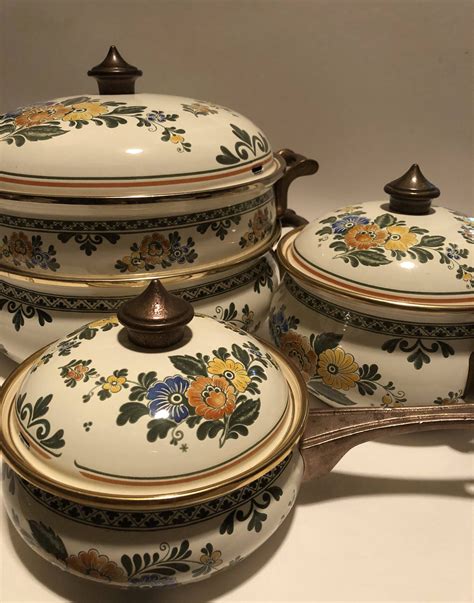 French Enamelware Cookware ~ Cassorole Pots ~ Vintage Saucepans ~ Set