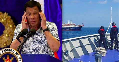 philippines president rodrigo duterte says he will not withdraw ships from contested waters as