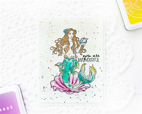 Hero Arts Mermaid Themed Watercolor Cards Mijello Mission Gold