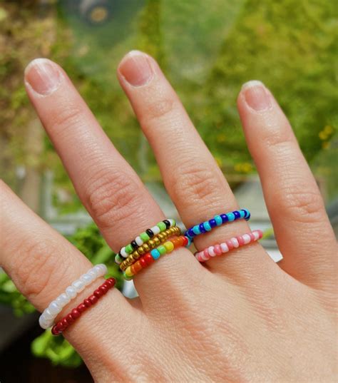 Seed Bead Ring Trendy Bead Ring Colorful Seed Bead Rings Etsy