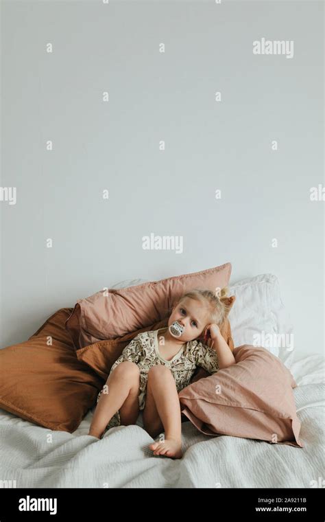 Girl On Bed Stock Photo Alamy