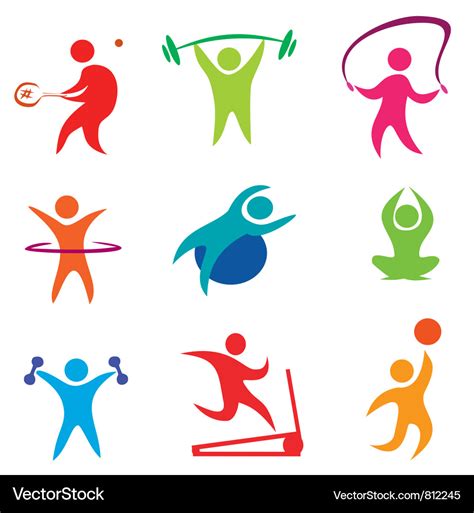 Fitness Icons Set Royalty Free Vector Image Vectorstock