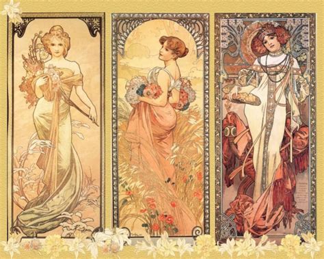 Art Nouveau Print By Alphonse Mucha Of Seasons Art Nouveau Etsy