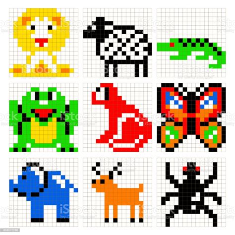 Pixel Art Animals Vector Set Stock Illustration - Download ...
