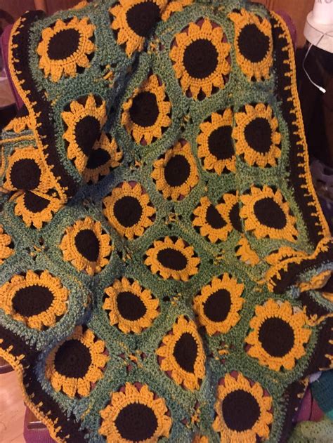 Crochet Sassy Sunflower Afghan Granny Square Häkelanleitung Granny