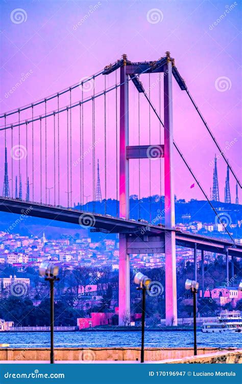 Bosphorus Bridge At Sunset Istanbul Turkey Stock Image Image Of