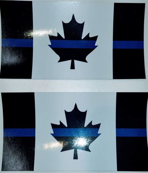 2 X Thin Blue Line Canada Canadian Subdued Flag Decal Sticker Fallen
