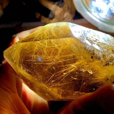 Crystal Natural Clear Golden Titanium Crystal Quartz Specimen Etsy Uk