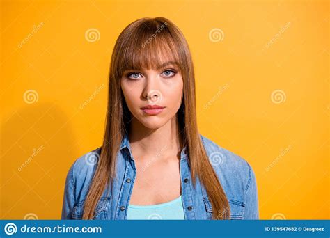 Close Up Portrait Of Her She Nice Looking Attractive Winsome Lovely Calm Straight Haired Lady