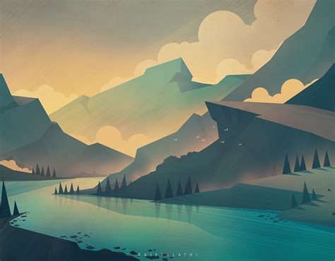 Bg Illustration On Behance Desktop Wallpaper Art Landscape Wallpaper