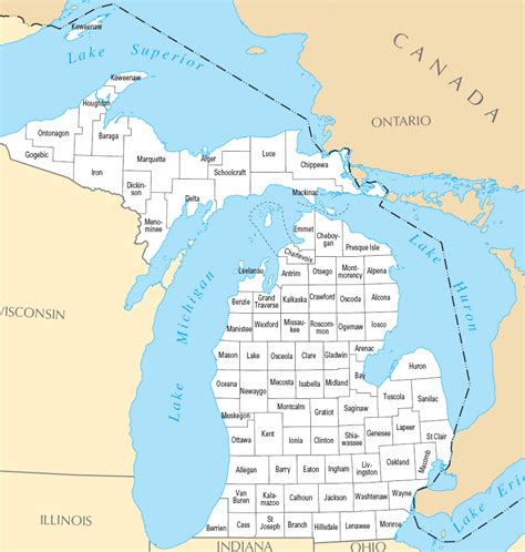 The west coast of michigan has especially nice beaches—try a rental in muskegon, grand haven or saugatuck. Carte des comtés Michigan - Guide de voyage Usa Ouest ...