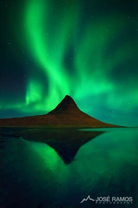 Northern Lights Seen Over Kirkjufell Mountain In Iceland Northern