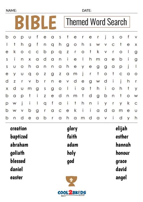 Free Printable Biblical Word Search Puzzles