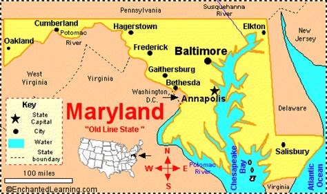 Maryland Facts Map And State Symbols