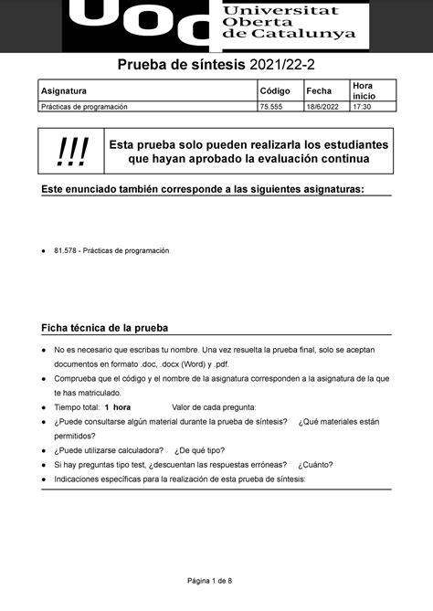 2022 sol Examen practicas de programación 21 22 Asignatura Código