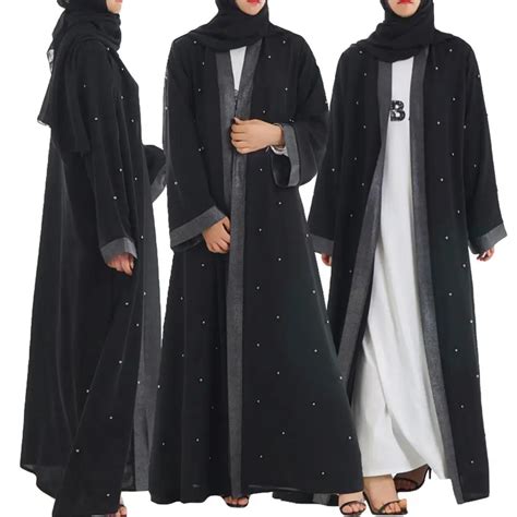 Muslim Abaya Open Cardigan Dubai Islamic Long Dress Beads Kimono Party
