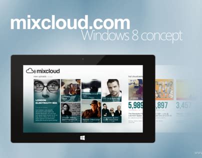 Mixcloud.com Application Concept for Windows 8 on Behance
