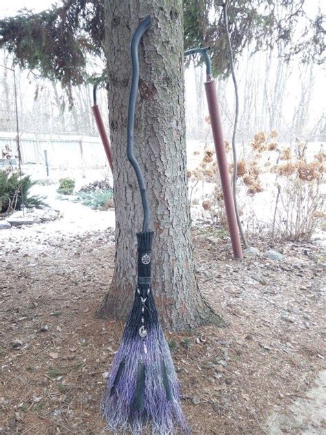 Black Purple Witchs Broom Porch Decor Pagan Broom Goth Wedding