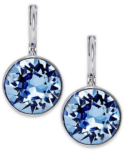 Swarovski Rhodium Plated Light Sapphire Crystal Drop Earrings In Blue Lyst