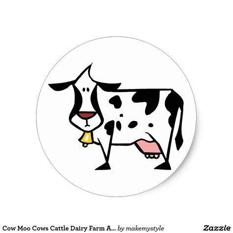 Cow Moo Cows Cattle Dairy Farm Animal Classic Round Sticker Cute Cow