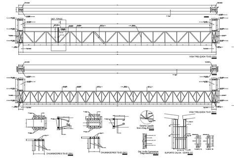 Dwg Autocad D Drawing Of The Bridge Steel Structure Section Details