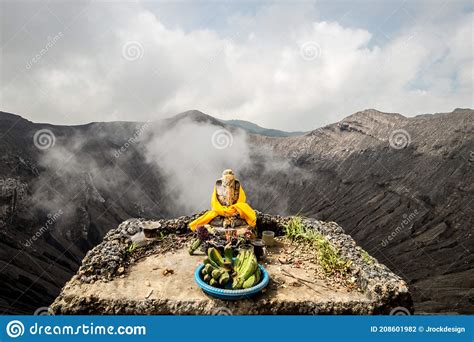 Ganesha Statue At The Crater Of The Bromo Volcano Indonesia Stock Photo