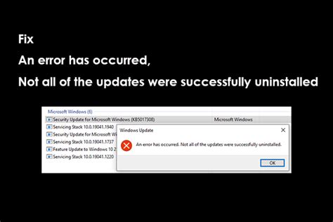 Fix Error Not All Of The Updates Were Successfully Uninstalled