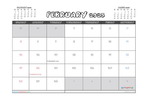 Free February Calendar 2023 Printable 23208