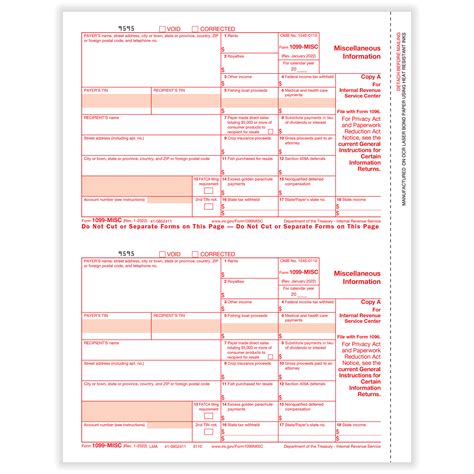 1099 Misc Laser Federal Copy A Laser Tax Form Formstax