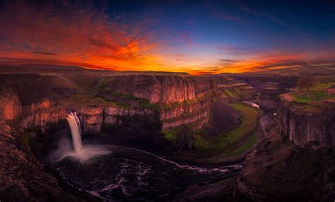 Waterfall At Sunset Hd Nature 4k Wallpapers Images