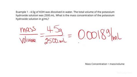 How To Calculate Mass Concentration Chemistry