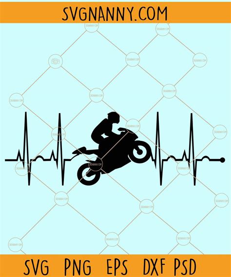 Biker Heartbeat Svg Motocross Heartbeat Svg Biker Silhouette Svg